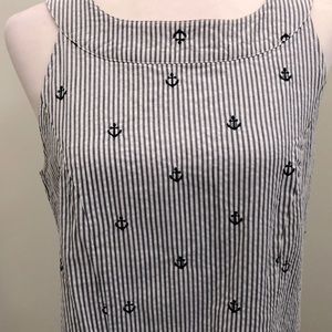 Cynthia Rowley blue/white stripe seersucker dress embellished w/anchors. Size 8